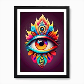 Psychedelic Eye, Symbol, Third Eye Tattoo 2 Art Print