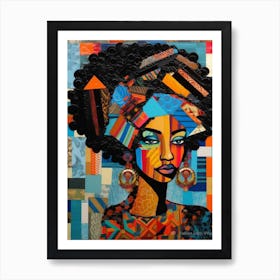 Afro Patchwork Portrait 4 Art Print