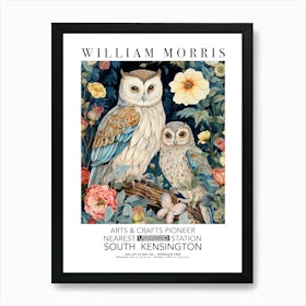 William Morris White Owl And Owlet Mothers Day Gift Flowers Art Print