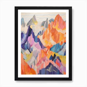 Zugspitze Germany 2 Colourful Mountain Illustration Art Print