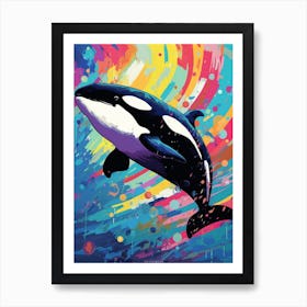 Colourful Brushstrokes Orca Whale Art Print
