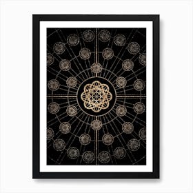 Geometric Glyph Radial Array in Glitter Gold on Black n.0126 Art Print