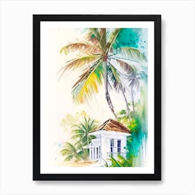 Cayo Levantado Dominican Republic Watercolour Pastel Tropical Destination Art Print