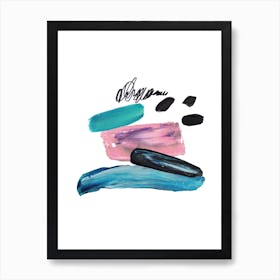 Abstract Pink and Teal Paint Strokes Board Art Print