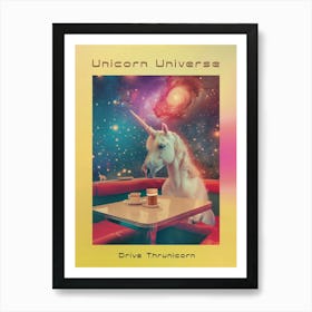 Unicorn In A Galaxy Diner Surreal Abstract Poster Art Print