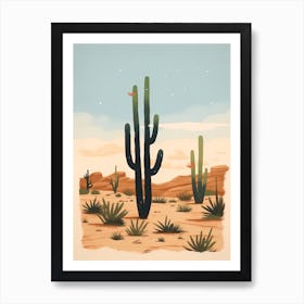 Desert Cactus Landscape Illustration 7 Art Print