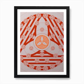 Geometric Abstract Glyph Circle Array in Tomato Red n.0214 Art Print