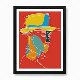 Man In Hat Style Abstract 1 Art Print