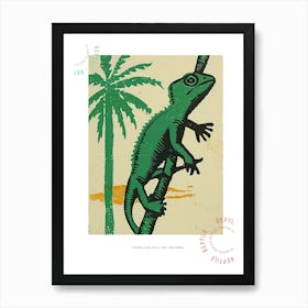 Chameleon With Palm Trees Bold Block 1 Poster Art Print
