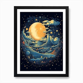 The Moon And Clouds Celestial 2 Art Print