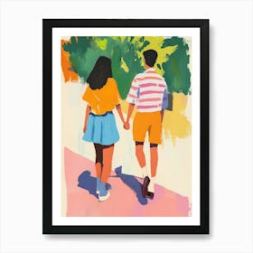 Couple Holding Hands Gouache Painting Art Print