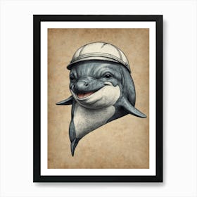 Dolphin In A Helmet Art Print