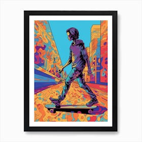 Skateboarding In Sao Paulo, Brazil Drawing 4 Art Print