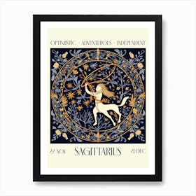 Sagittarius William Morris Zodiac Astral Sign Art Print