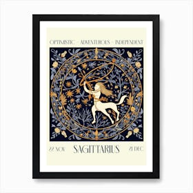 Sagittarius William Morris Zodiac Astral Sign Affiche