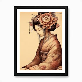 Japan Traditional Geisha Illustration By Ad 177 Art Print