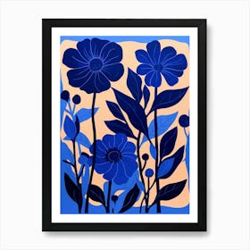 Blue Flower Illustration Calendula 4 Art Print
