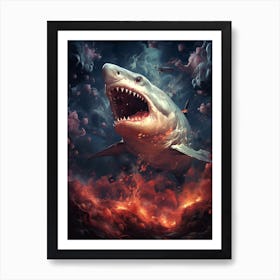 Shark In Flames Art Print