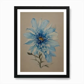 Blue Gerbera Flower Art Print