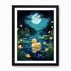 Animated Duckling At Night 1 Art Print
