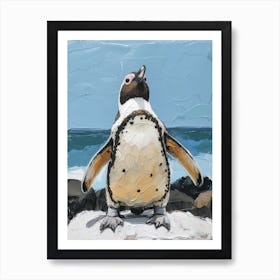 Galapagos Penguin Robben Island Colour Block Painting 3 Art Print
