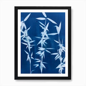 Blue Cyanotype Bamboo Print 1 Art Print