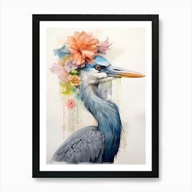 Bird With A Flower Crown Great Blue Heron 4 Art Print