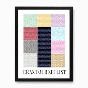 Eras Tour Setlist taylor swift album titles Art Print