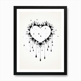 Geometric Line Heart Diamonds Art Print