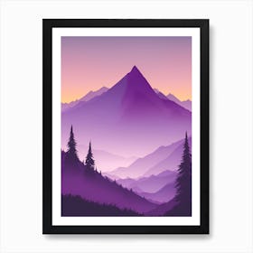 Misty Mountains Vertical Composition In Purple Tone 54 Poster