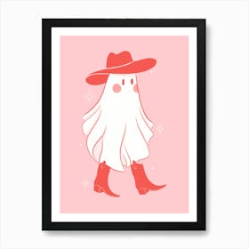 Cowboy Ghost - Pink - Western Halloween Art Print