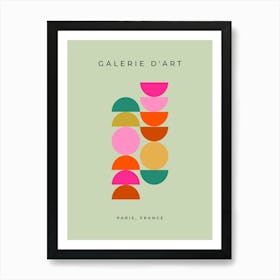 Colorful Mid Century Geometric Green Art Print