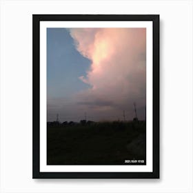 White fluffy clouds over the plain field Art Print