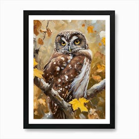 Boreal Owl Painting 4 Art Print