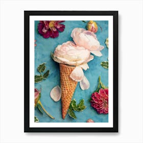 Peony Ice Cream Cone Art Print