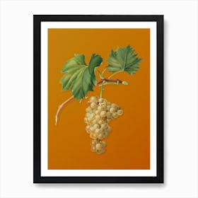 Vintage Grape Vine Botanical on Sunset Orange n.0810 Art Print