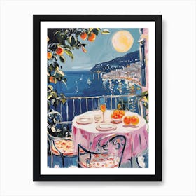 Sicily Italy Watercolour Watercolour Night Oranges Art Print