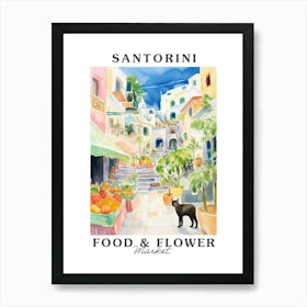 Food Market With Cats In Santorini 4 Poster Art Print