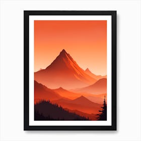 Misty Mountains Vertical Background In Orange Tone 21 Art Print