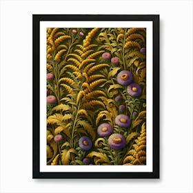 Goldenrod Stems Botanical Floral inspired by William Morris Art Print