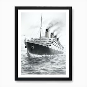 Titanic Sinking Ship Pencil Illustration 2 Art Print