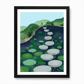 Dreamy Pond Steps Art Print