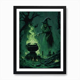 Witch's Brew in the Haunting Forest Art Print