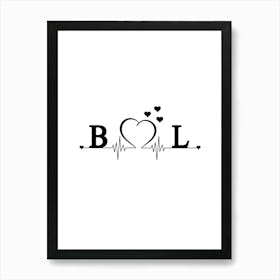 Personalized Couple Name Initial B And L Monogram Art Print