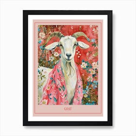 Floral Animal Painting Goat 1 Poster Art Print