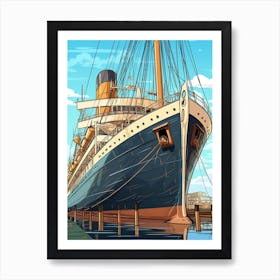 Titanic Ship Charcoal Modern Illustration 2 Art Print
