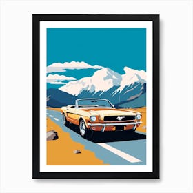 A Ford Mustang In The Andean Crossing Patagonia Illustration 3 Art Print