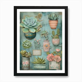 Succulents In Pots 1 Art Print