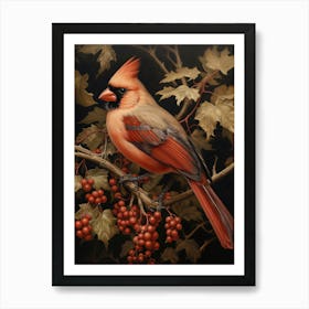 Dark And Moody Botanical Cardinal 2 Art Print