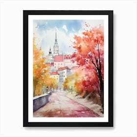 Bratislava Slovakia In Autumn Fall, Watercolour 4 Art Print